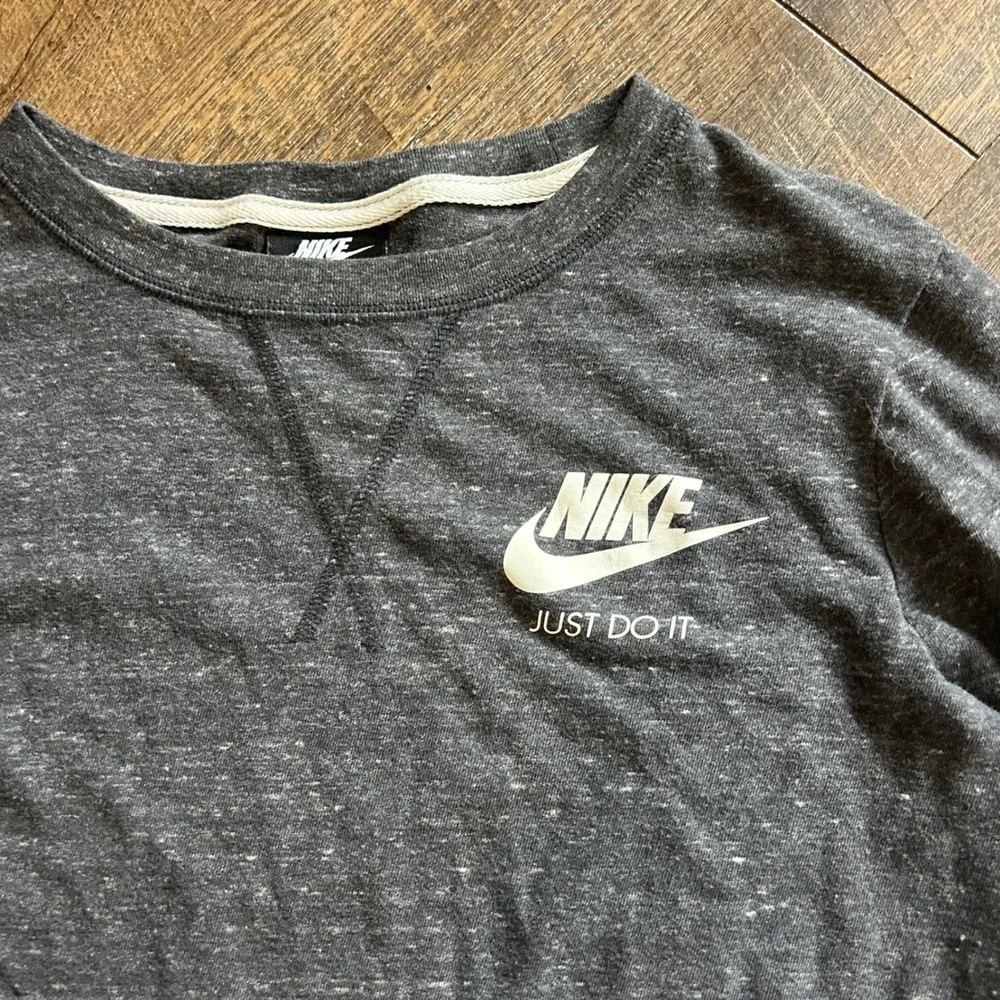 Nike Womens Charcoal Gray‎ Heather Long Sleeve Just Do It Tunic Top Size Medium